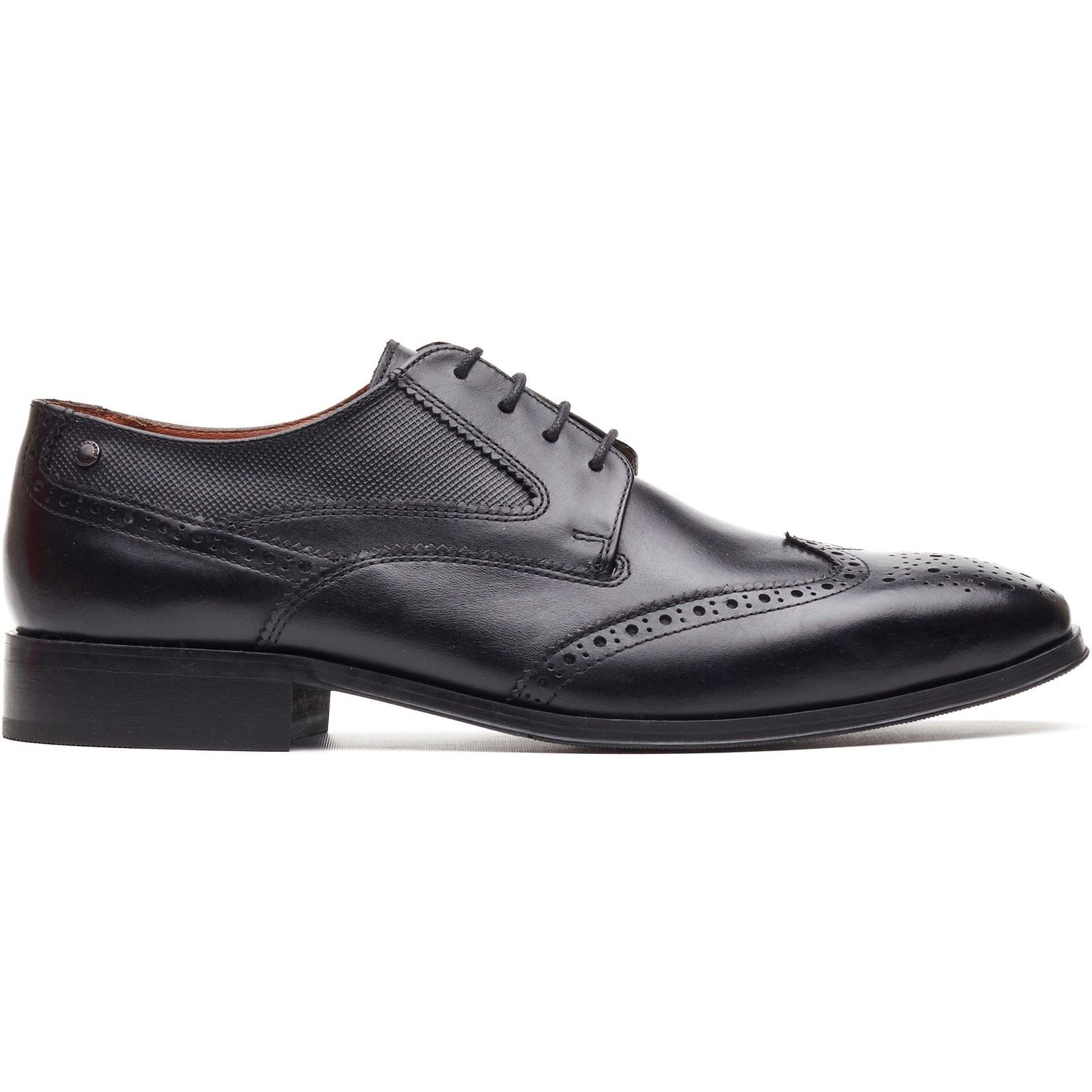 Base London Steeple Brogue Leder Herren Schwarze Brogues Schuhe