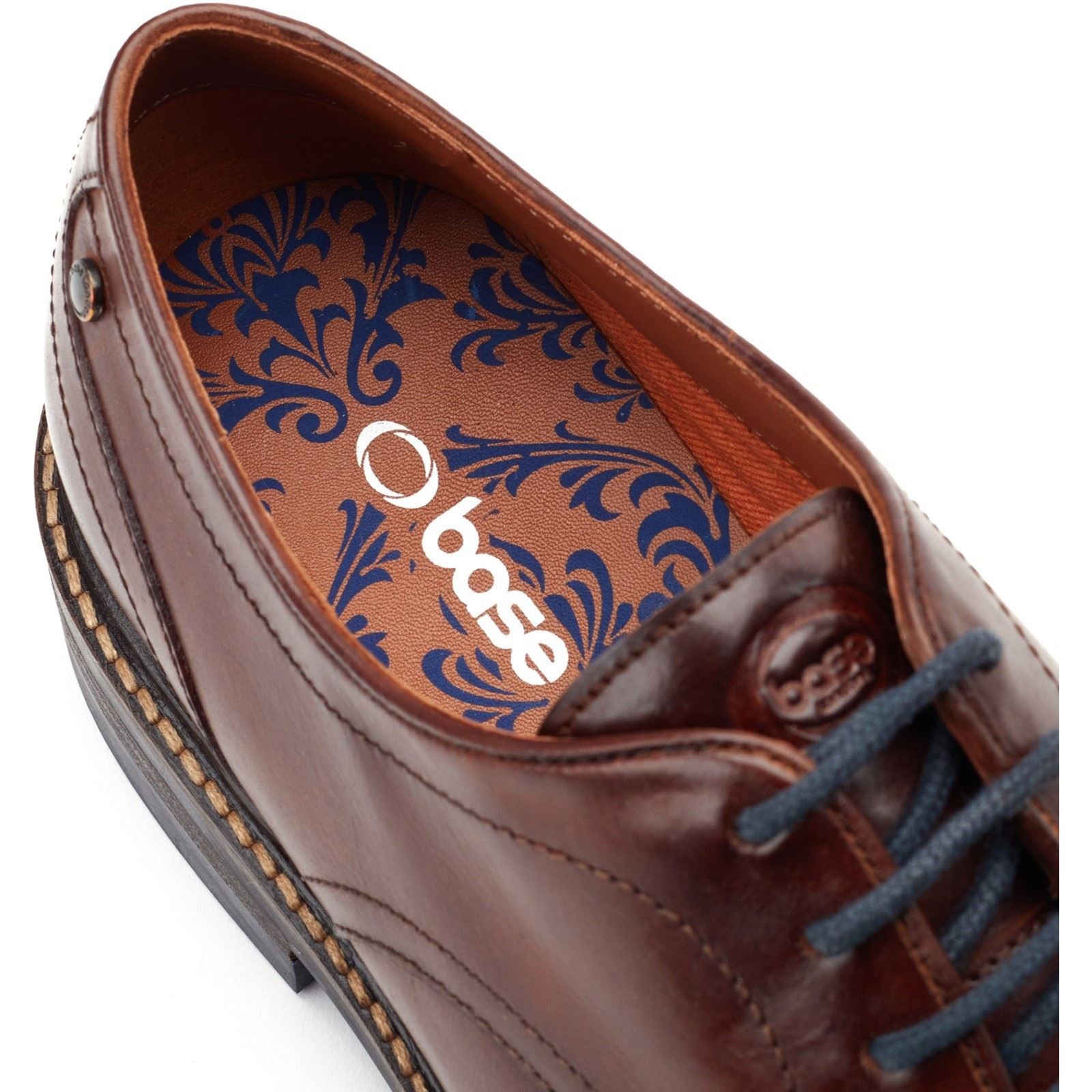Base London Mawley Leder Herren Gebrannte Braune Oxford Schuhe