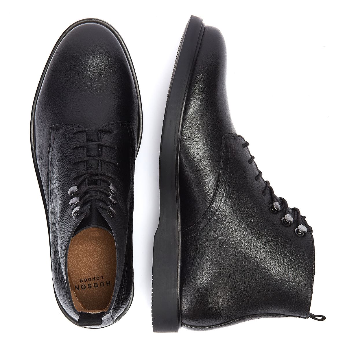 Hudson Kampf Spitze Leder Herrenstiefel In Schwarz