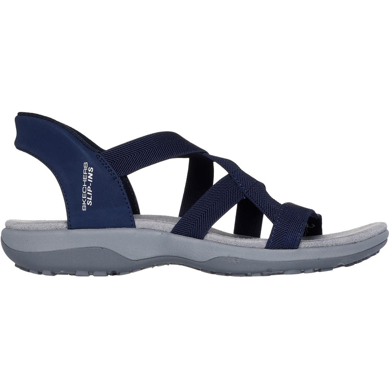 Skechers Reggae Slim Stretch Flex Damen Textil Sandalen In Marineblau