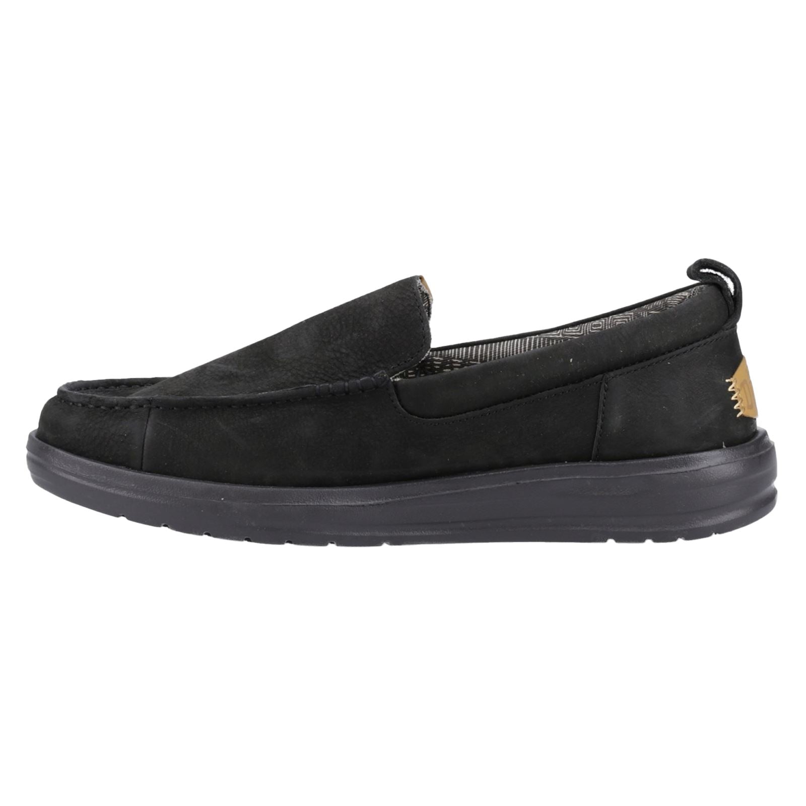 HEYDUDE Wally Grip Moc Leder Herren Schwarze Bootsschuhe