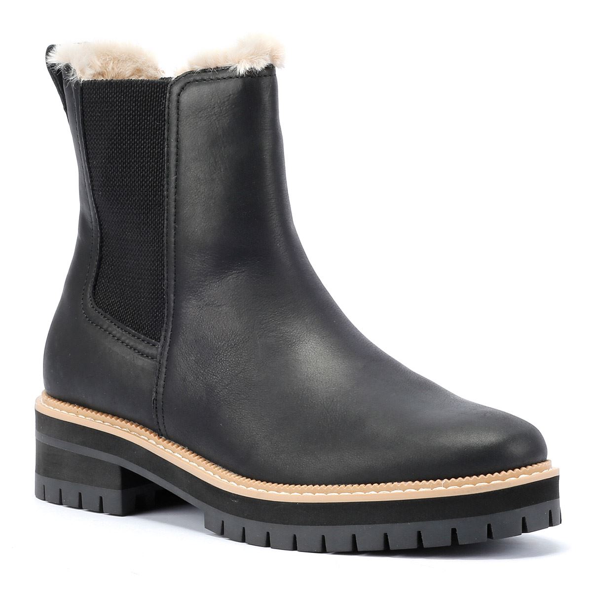 TOMS Bennet Leder Damenstiefel In Schwarz
