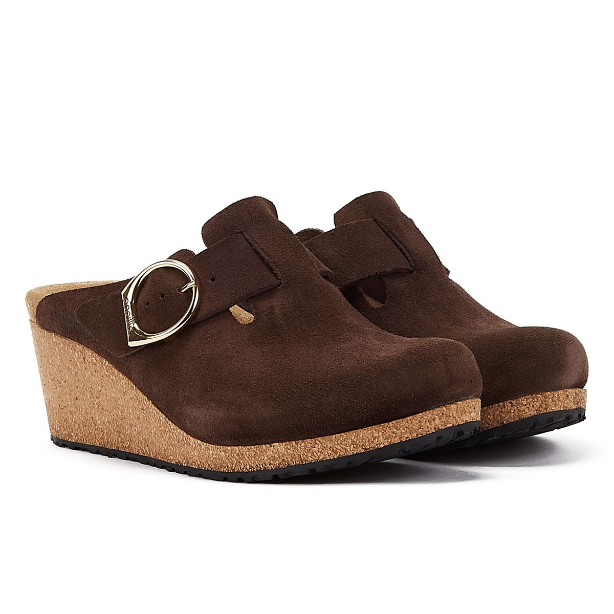 Birkenstock Wedges Aus Gebranntem Wildleder Mit Schnallenriemen In Braun Für Damen