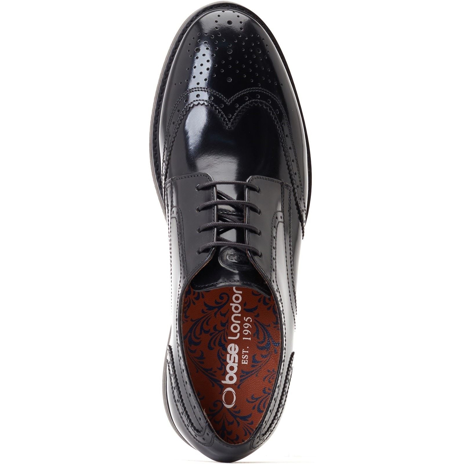 Base London Joe Leder Herren Schwarz Brogues-Schuhe