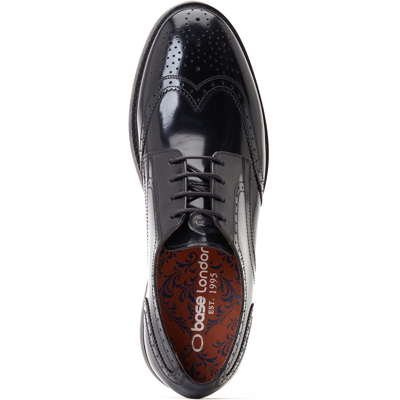 Base London Joe Leder Herren Schwarz Brogues-Schuhe