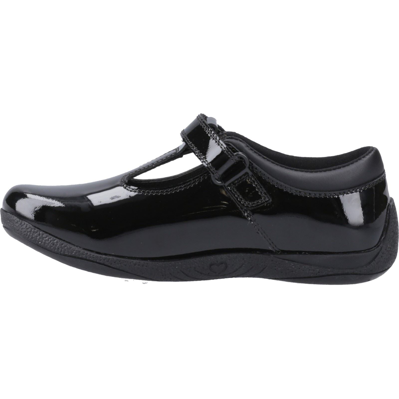 Hush Puppies Caitlin T-Bar Mädchenschuhe Aus Schwarzem Leder