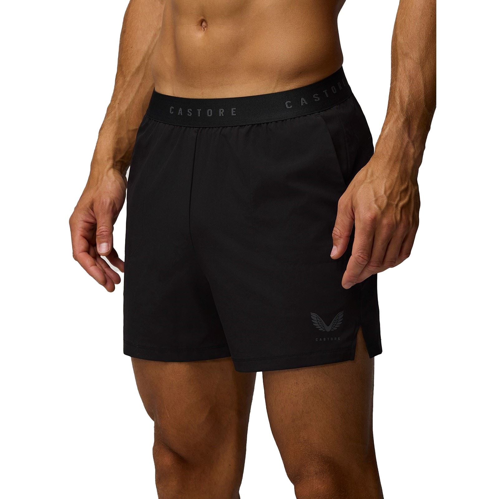 Castore 5" Branded Elastic Herren Schwarze Sportshorts