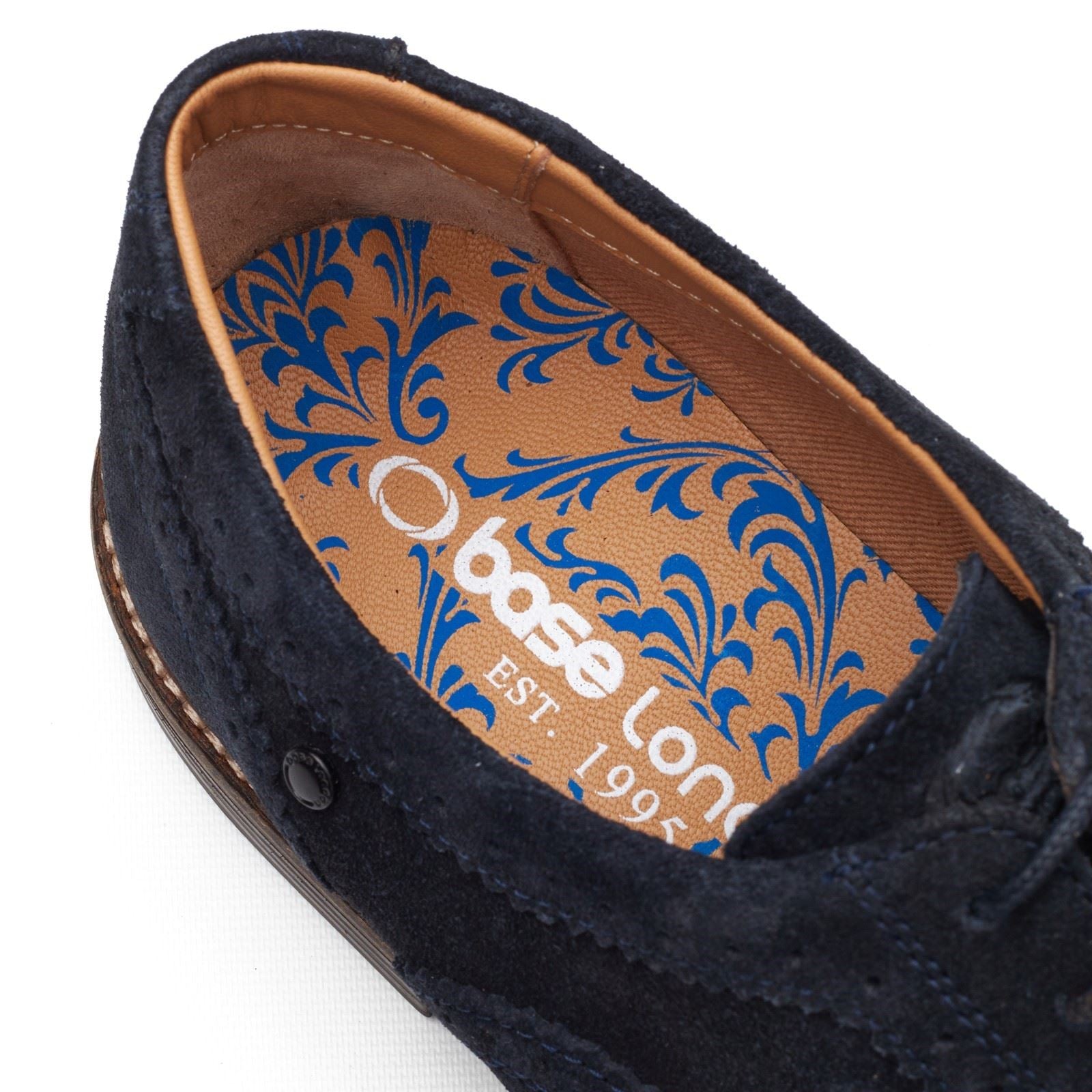 Base London Clarence Brogue Leder Herren Navy Brogues Schuhe