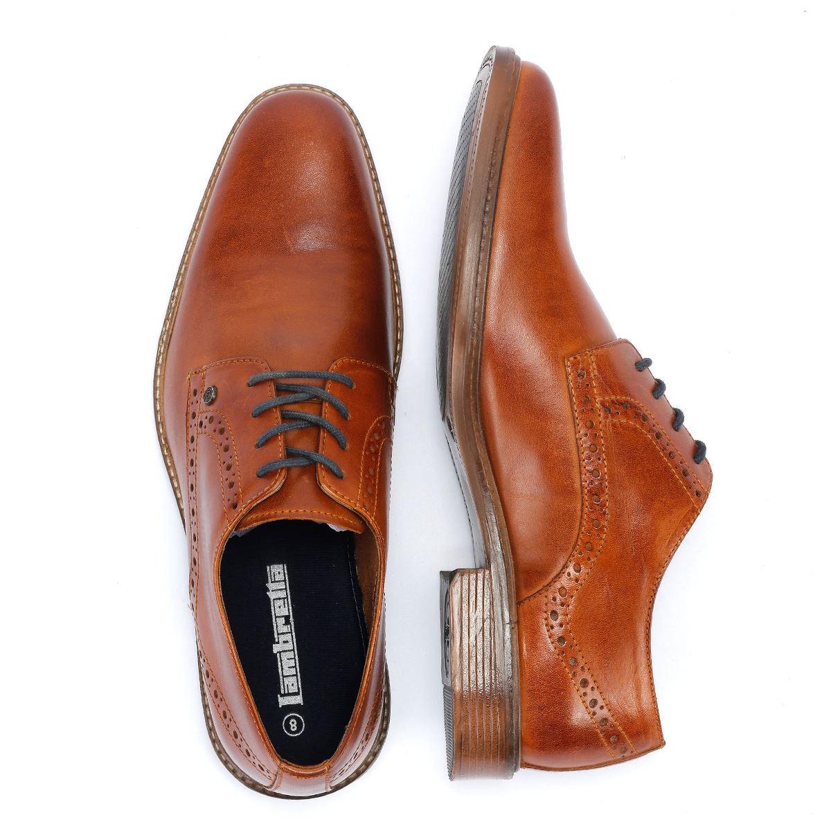Lambretta Harvey Derby Herren-Schnürschuhe Aus Braunem Leder