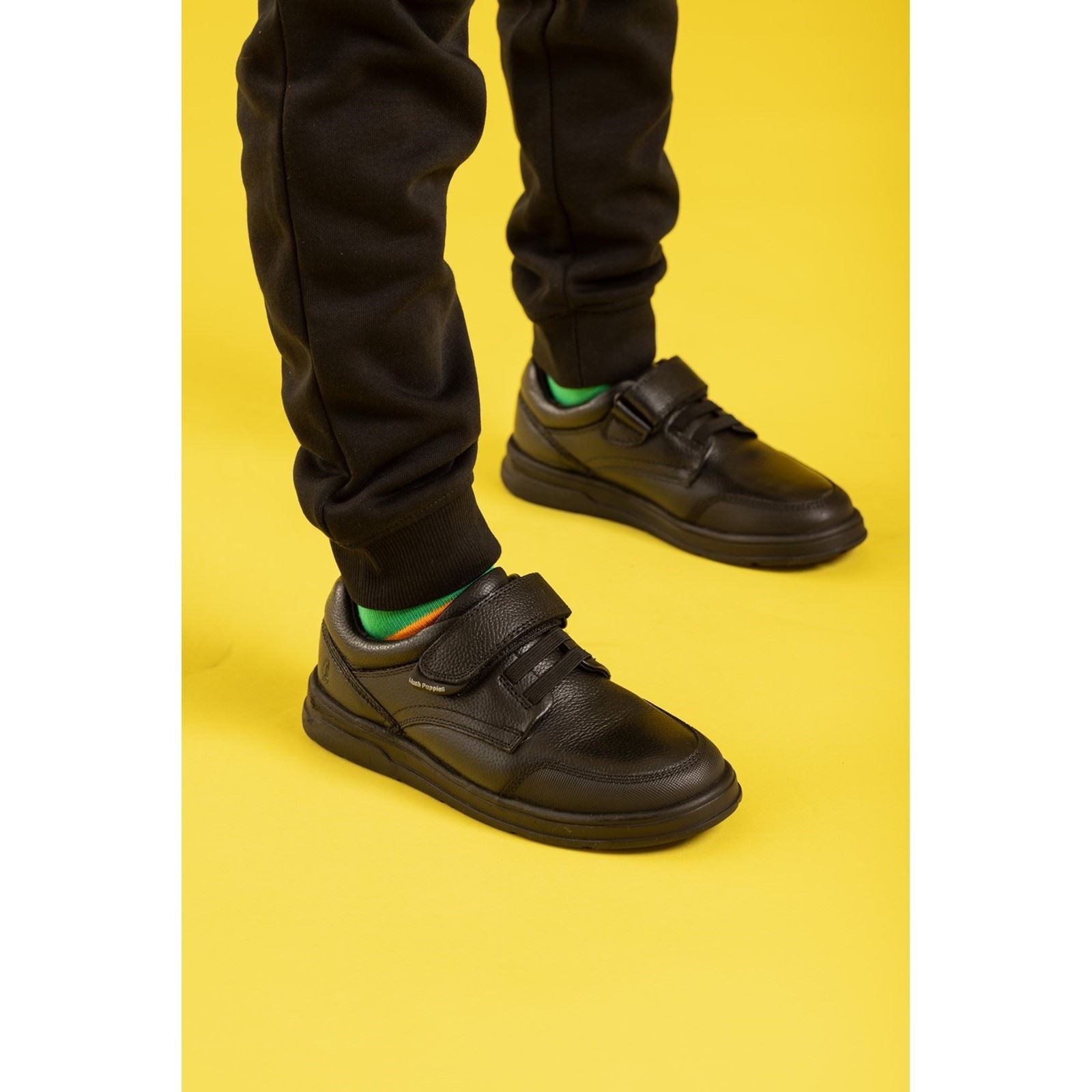 Hush Puppies Rowan JNR Die Schwarzen Schnürschuhe Für Jungen Aus Leder