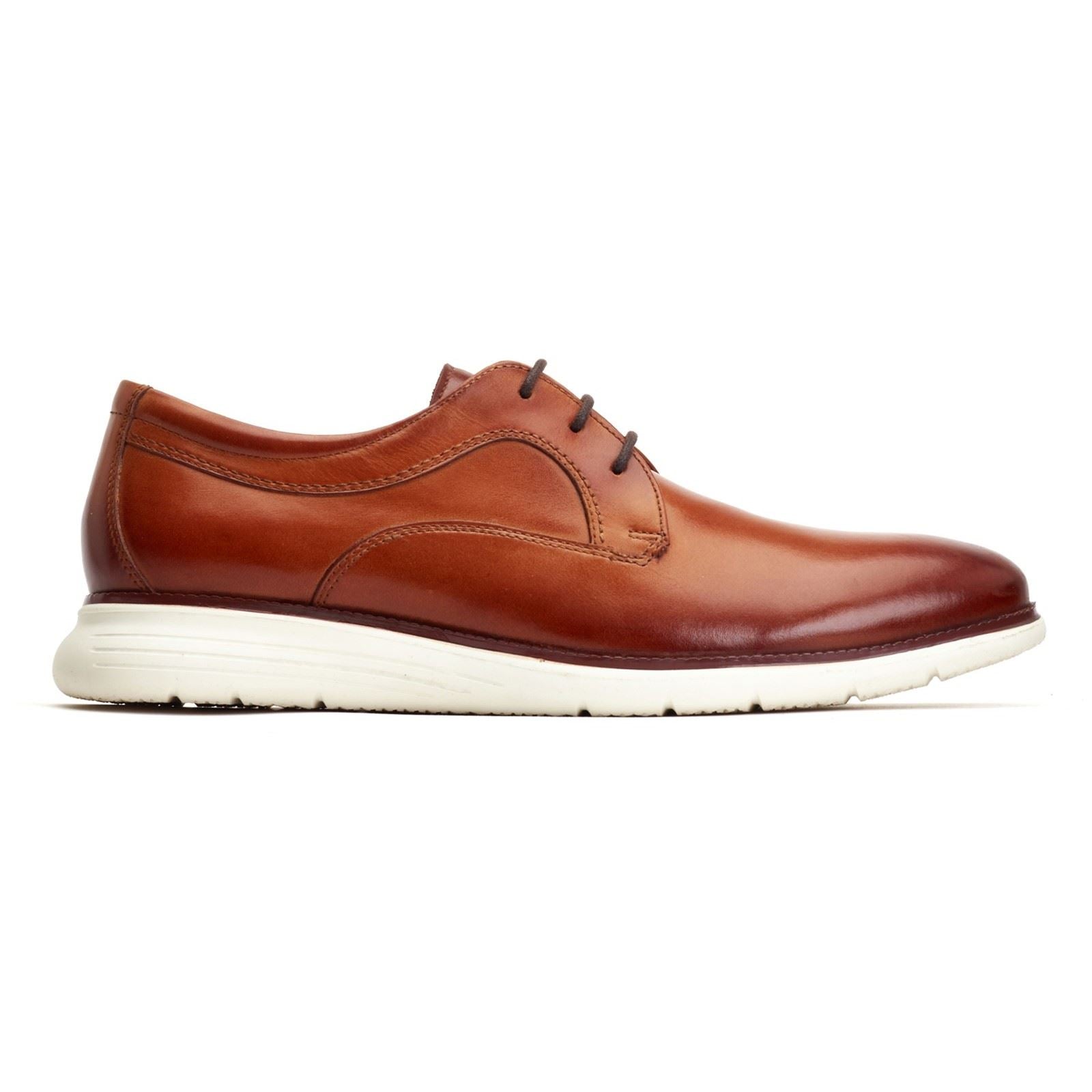 Base London Wing Leder Herren Derby Schuhe In Verbranntem Braun