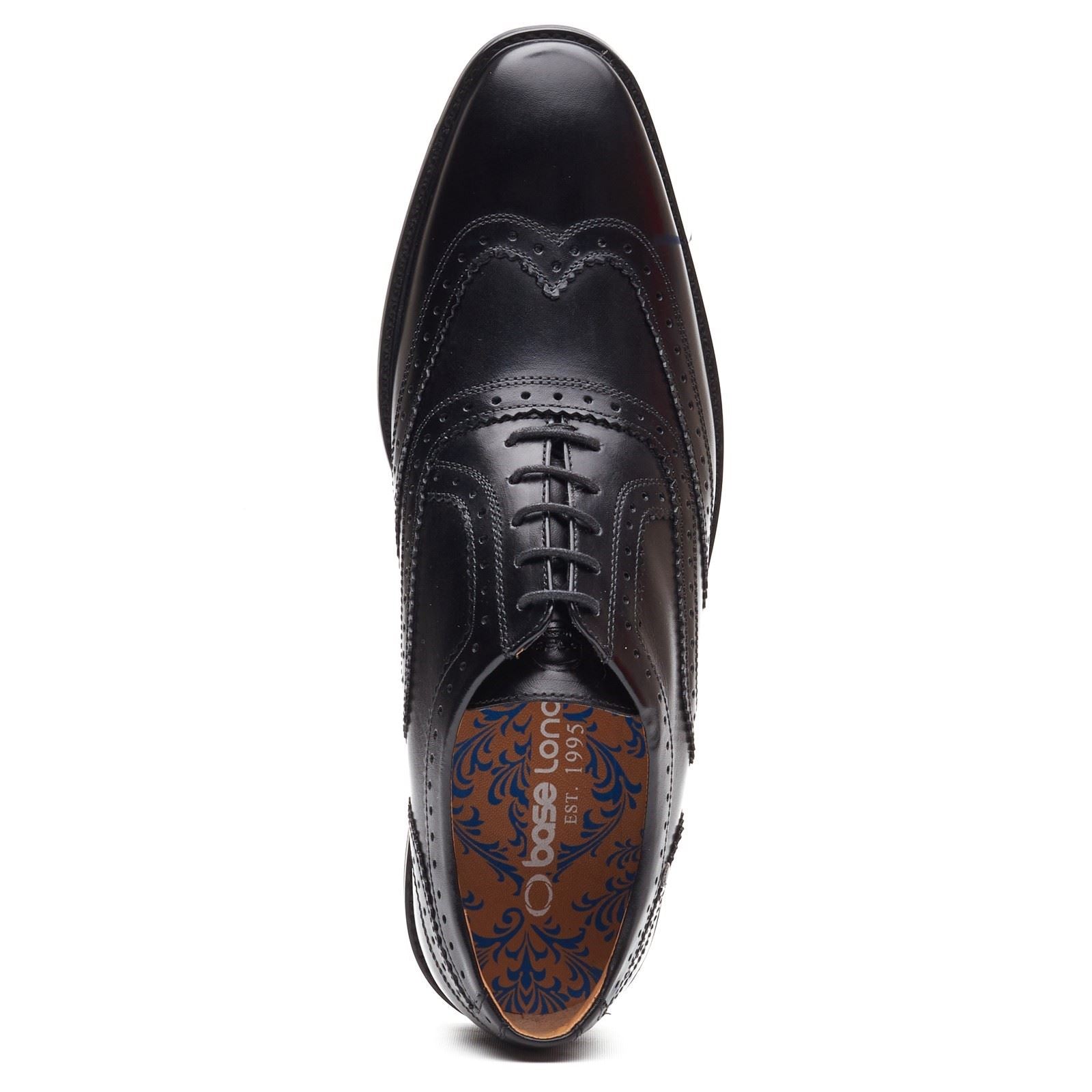 Base London Clarence Brogue Leder Herren Schwarze Brogues Schuhe