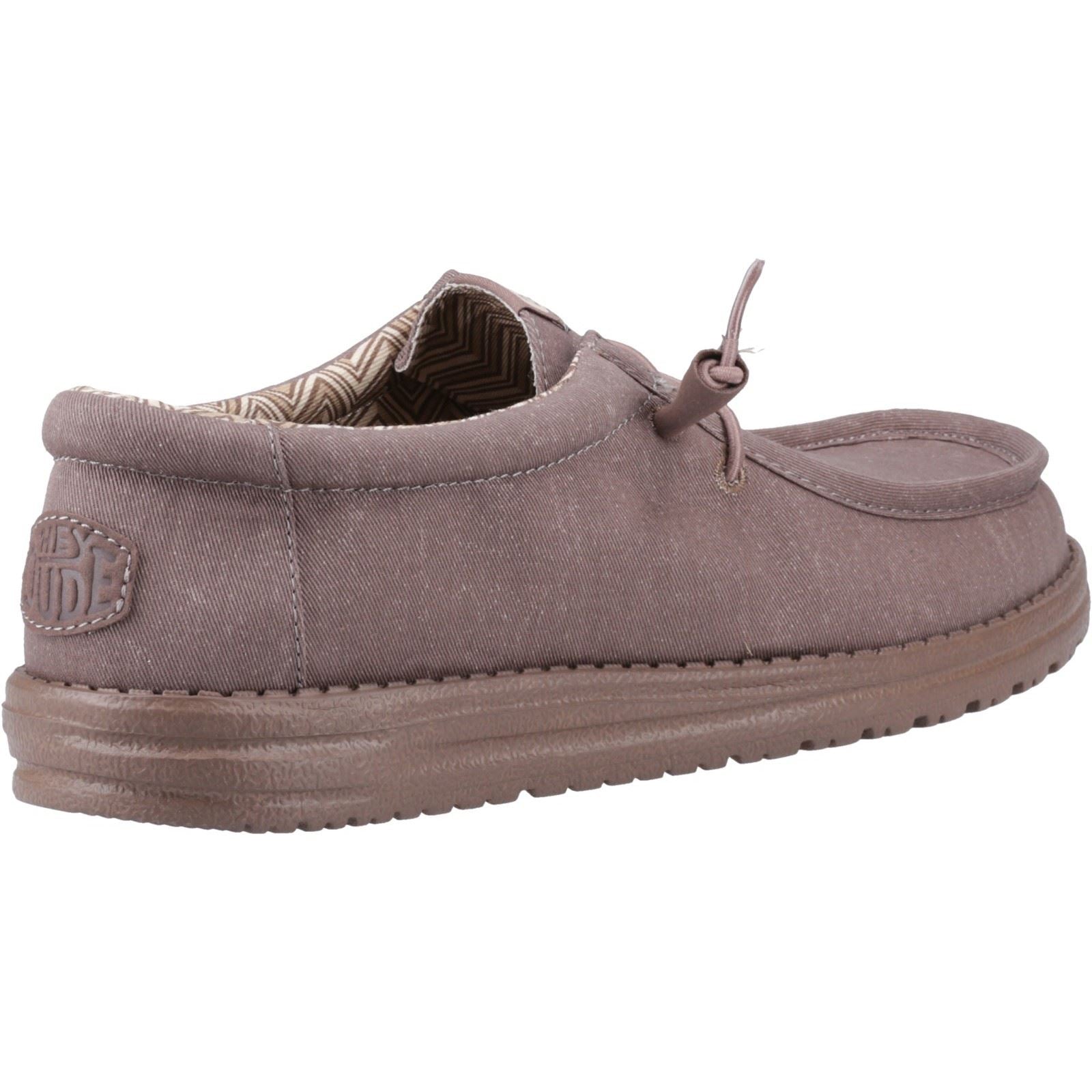 HEYDUDE Wally Stretch Canvas Herren Mokassins Schuhe aus Baumwolle in tiefem Taupe