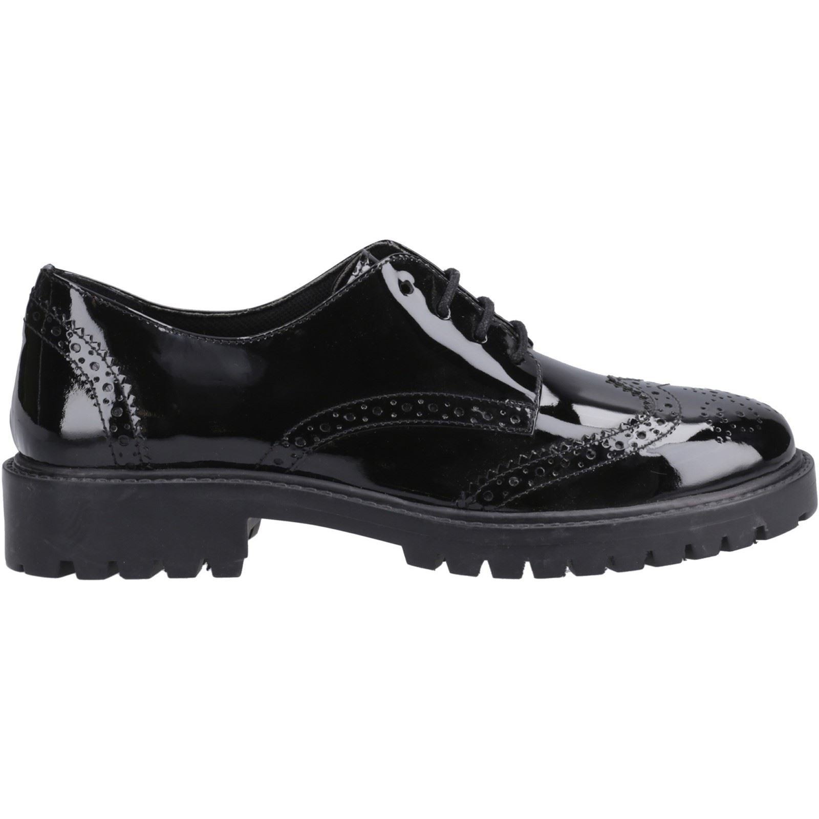 Hush Puppies Athena Patent Mädchen Brogues Aus Schwarzem Leder