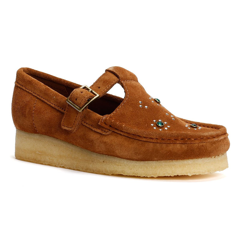 Clarks Originals Wallabee T Bar Damen Wildlederschuhe In Braun
