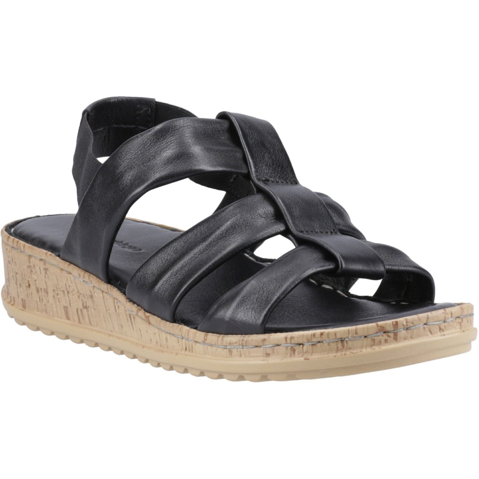 Hush Puppies Eden Wide Fit Damen Sandalen Aus Schwarzem Leder