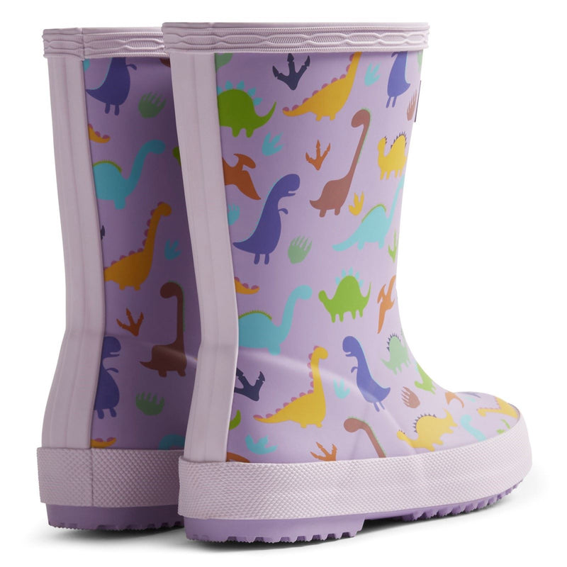 Hunter Kids Dinosaur Boot Gummi Lila Dinosaurier Gummistiefel