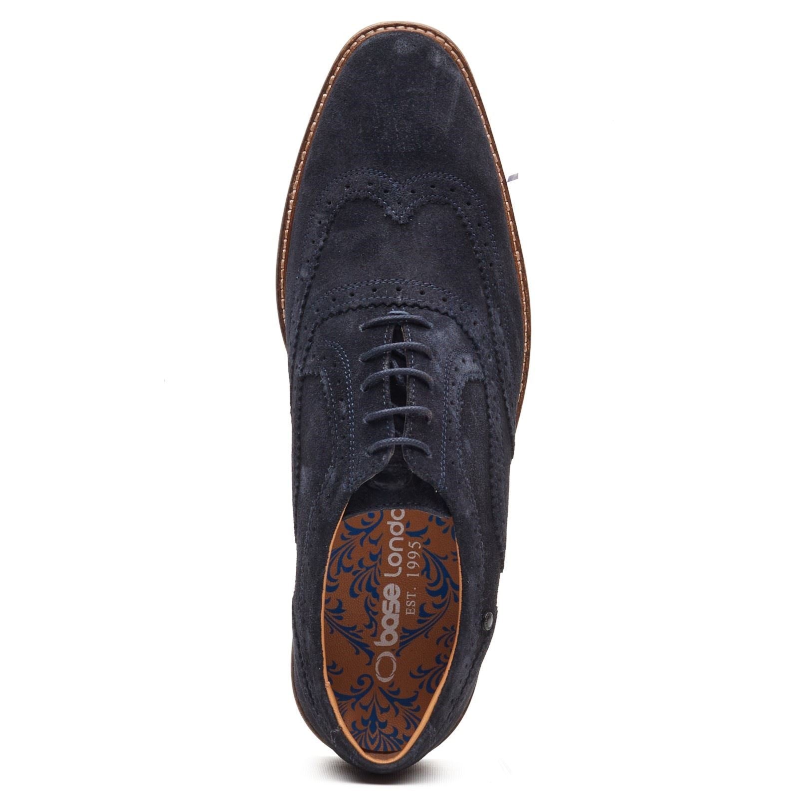 Base London Clarence Brogue Leder Herren Navy Brogues Schuhe