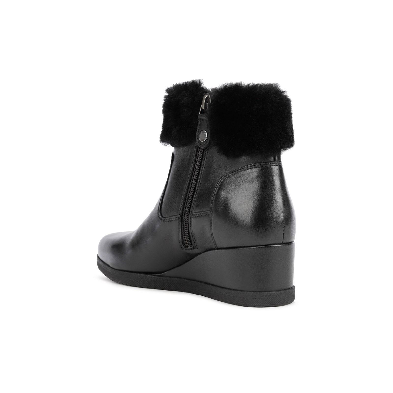 Geox Anylla Rindsleder Damen Stiefel In Schwarz