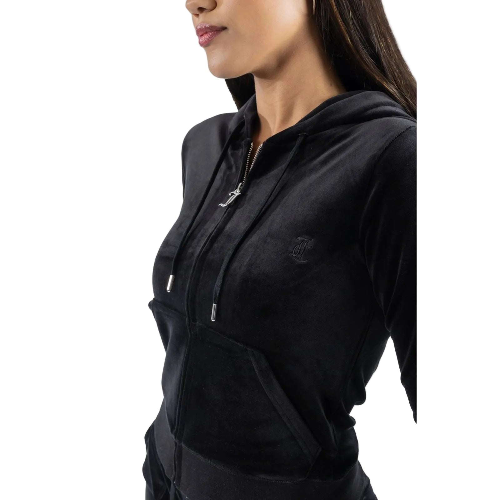 Juicy Couture Robertson Classic Jacket Polyester Damen Schwarz Kapuzen Sweatshirt