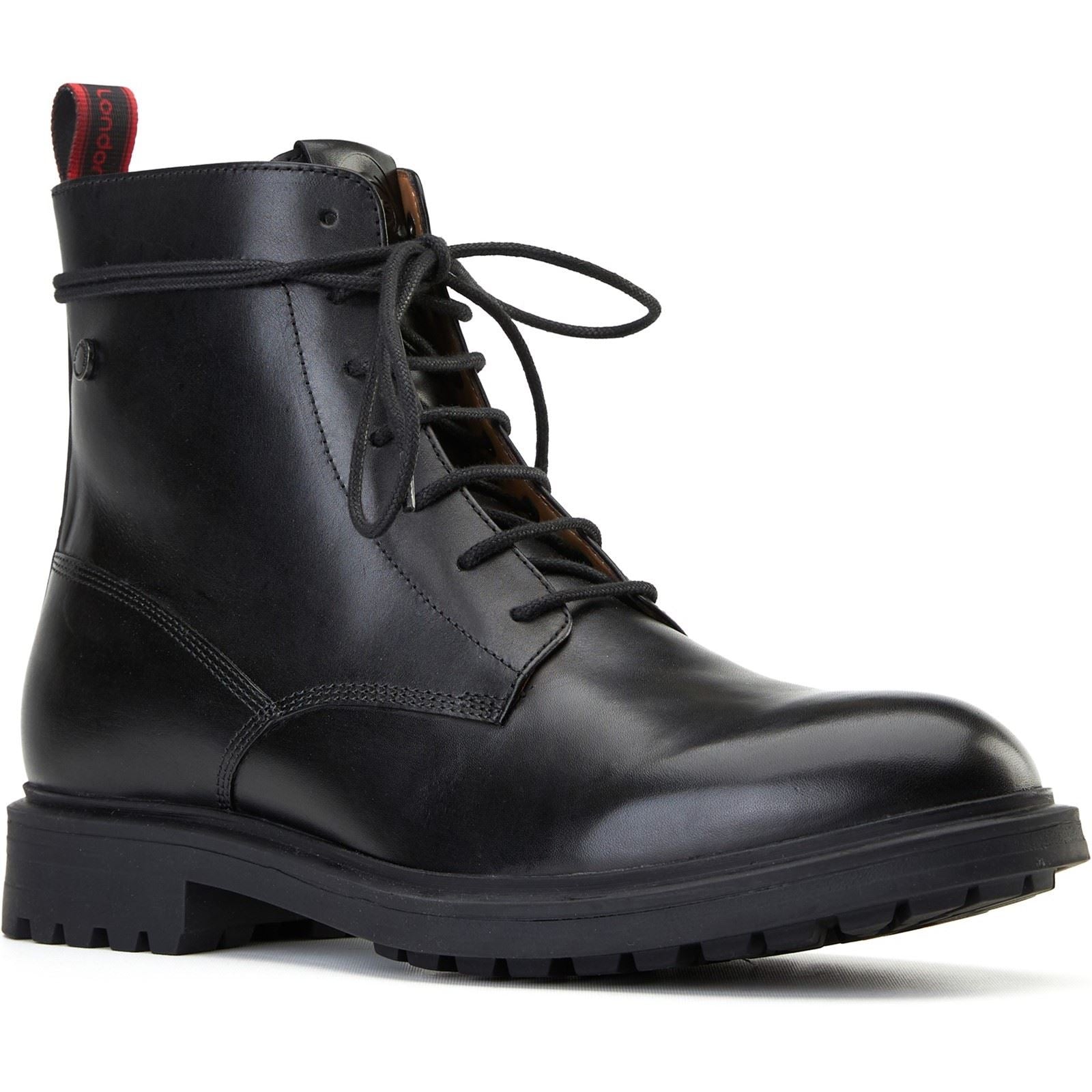 Base London Brunel Herren Schwarze Farbe Leder Knöchelstiefel