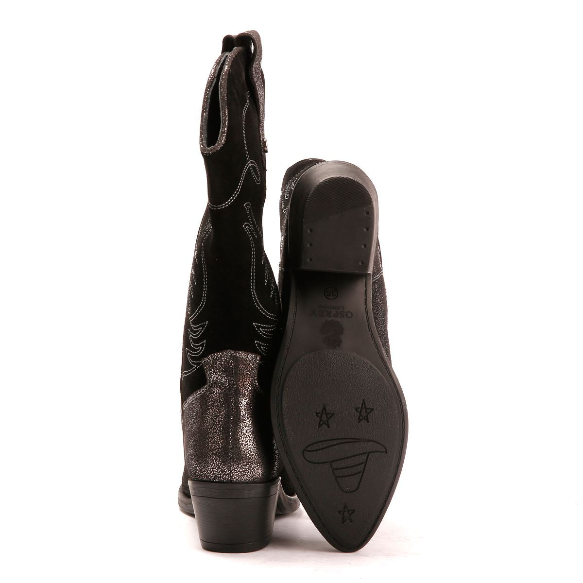 Osprey London The Louisiana Leder Damen Schwarze Stiefel
