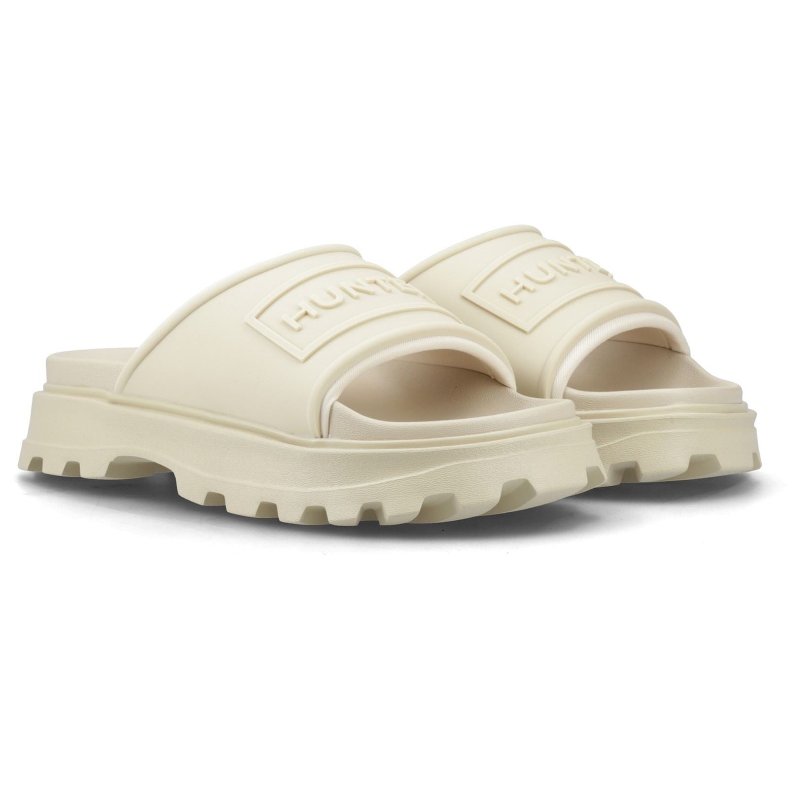 Hunter Moulded Stacked Slider Synthetik Damen Kies Pantoletten