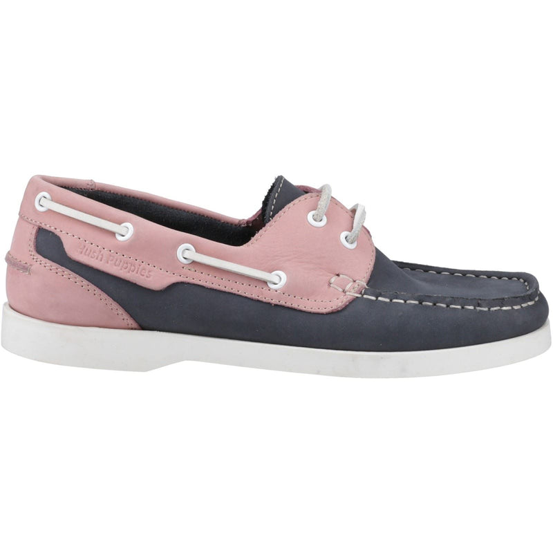 Hush Puppies Isabel Damen Bootsschuhe Aus Leder In Marineblau/Rosa