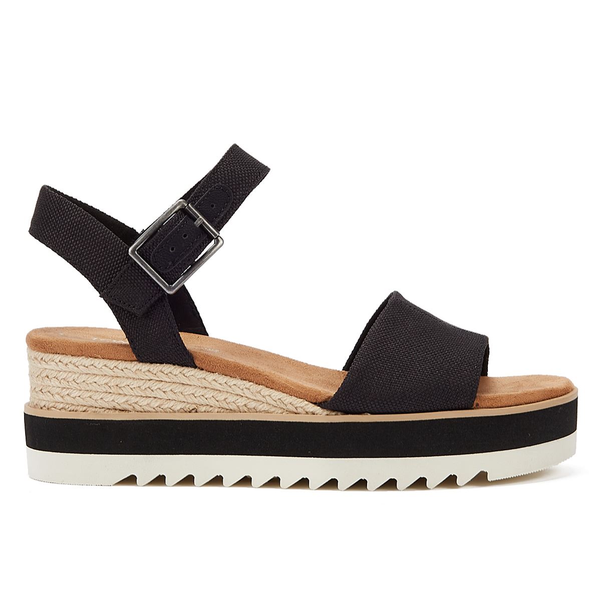 TOMS Diana Canvas Wedge Schwarze Sandale für Damen