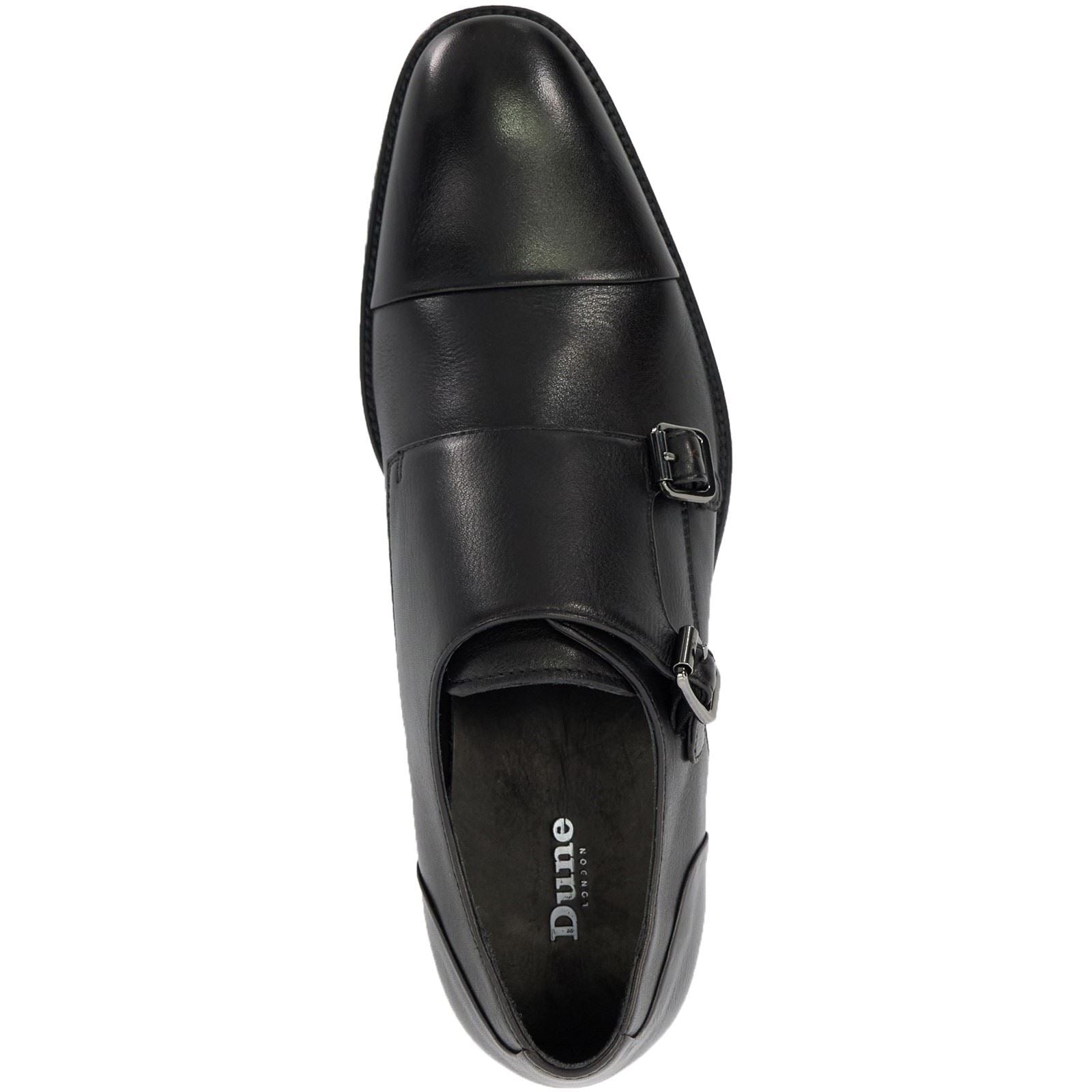 Dune Satchin Herrenschuhe Aus Schwarzem Leder Mit Doppeltem Monk Riemen