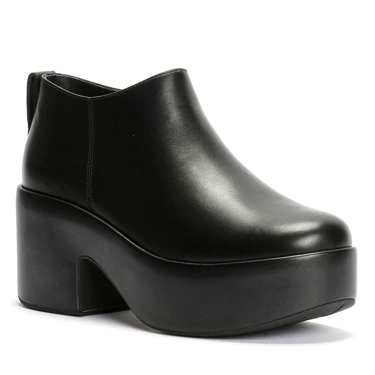 FitFlop Platfforms Heeled Short Leder Damen Schwarze Stiefel