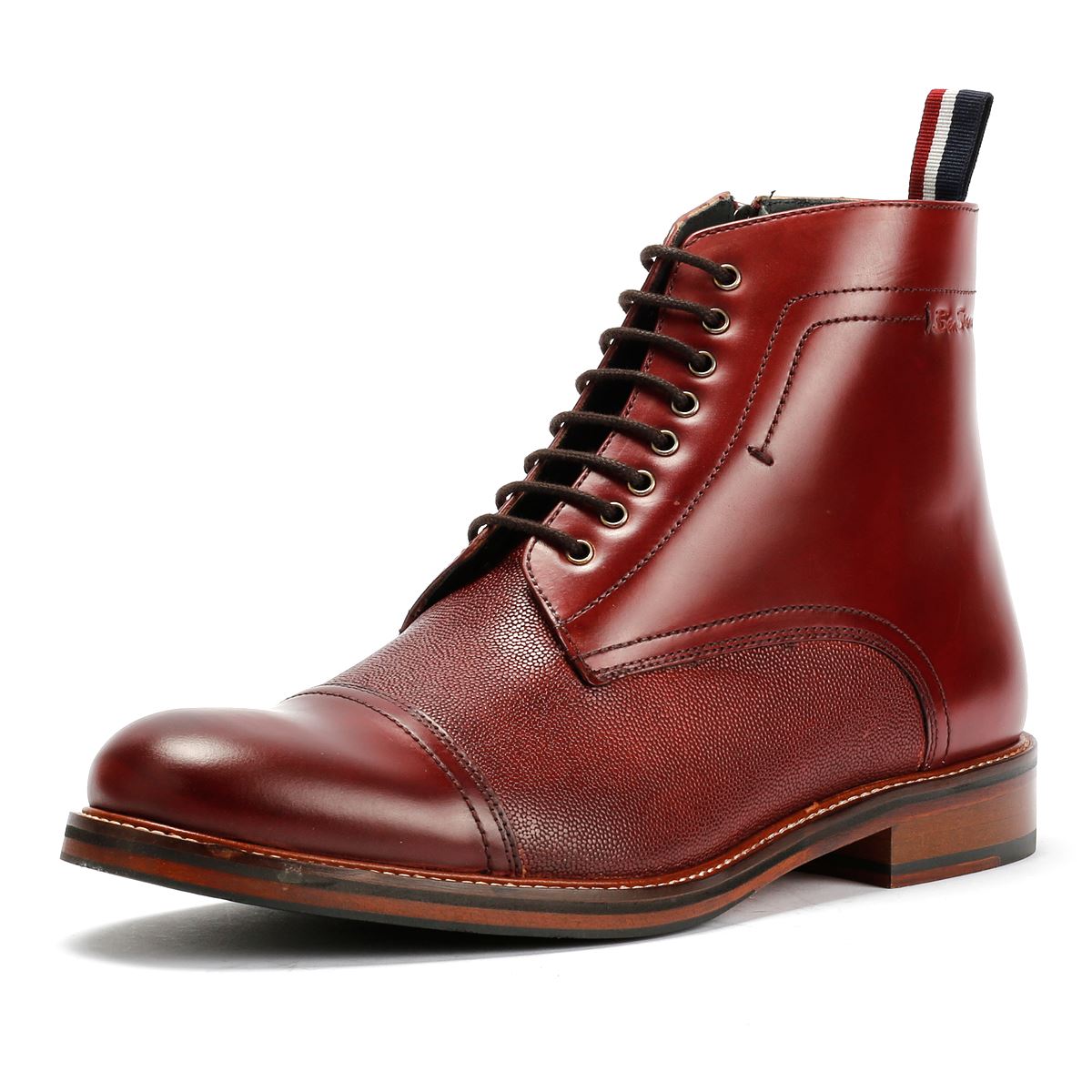 Ben Sherman Harrington Leder Herren Rote Stiefel