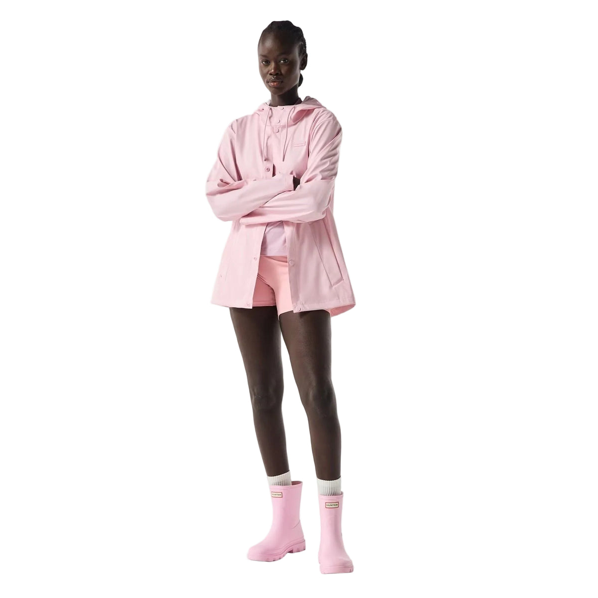 Hunter Izzy Hooded Damen Regenjacke In Pink