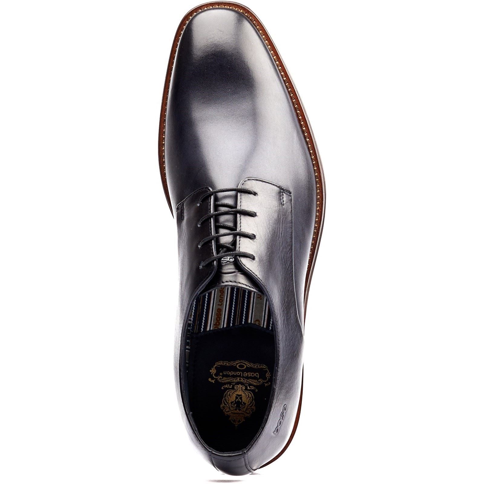 Base London Marley Derby Leder Herren Marineblaue Schnürschuhe