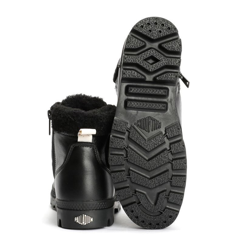 Palladium Pampa HI Snow Warm Leder Damen Schwarze Stiefel