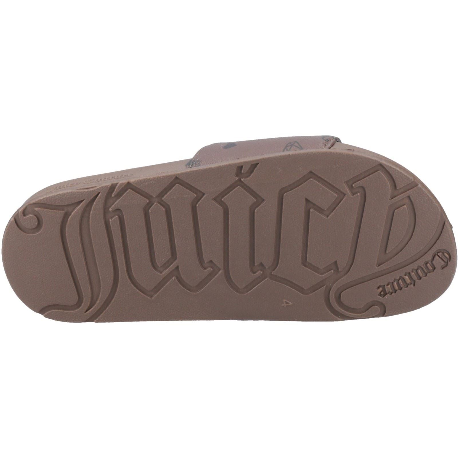 Juicy Couture MIA Synthetik Damen Schwarz/Braune Monogramm-Schlappen