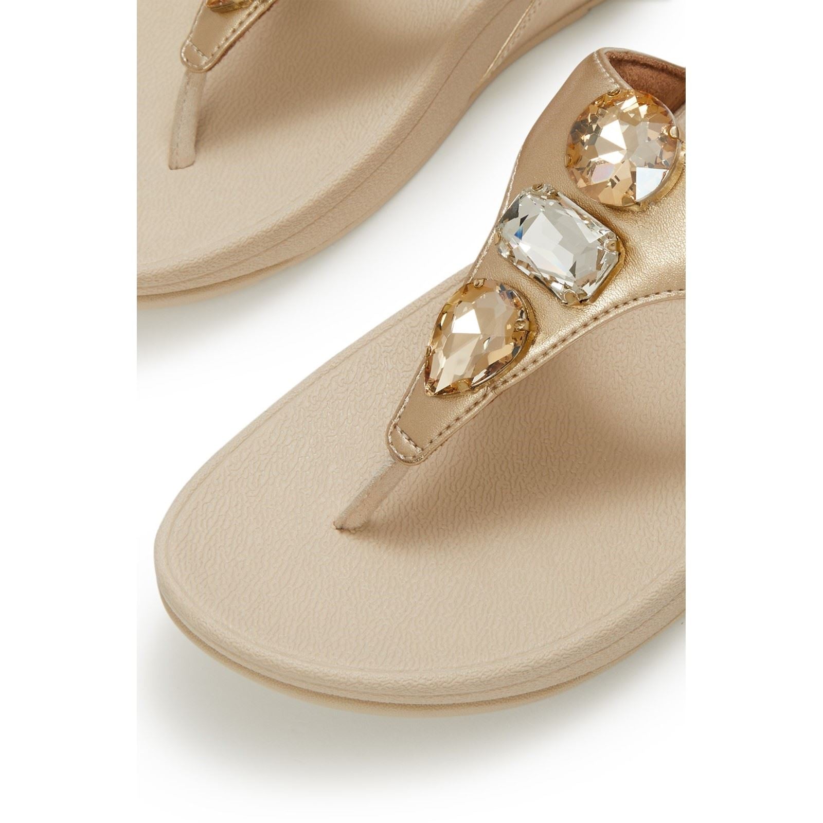 Fitflop Lulu Ultra-Jewel Toe-Post Polyurethan Damen Platino Sandalen