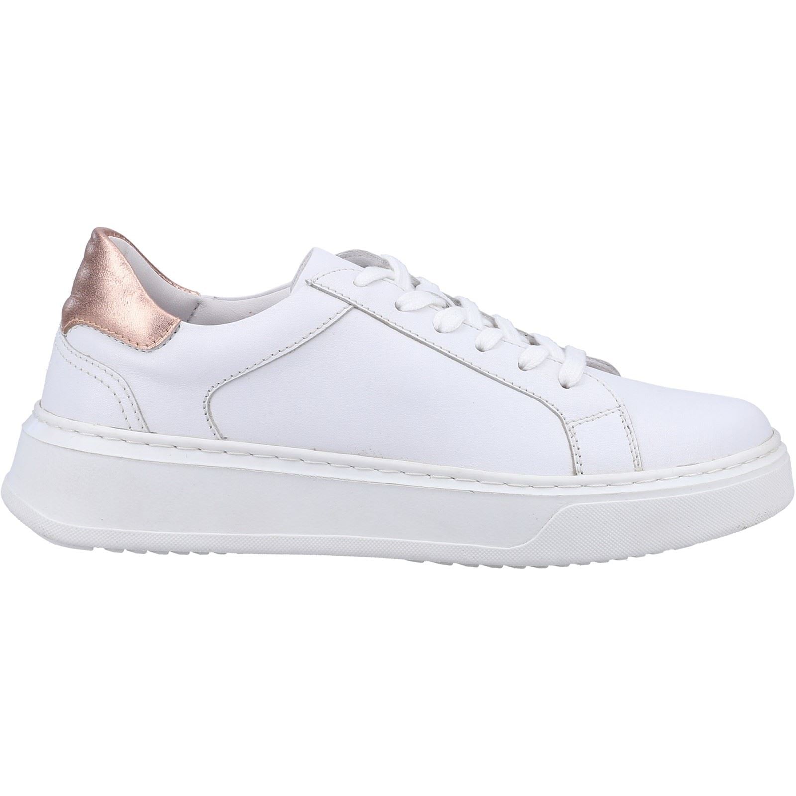 Hush Puppies Camille Leder Damen Weiße Turnschuhe
