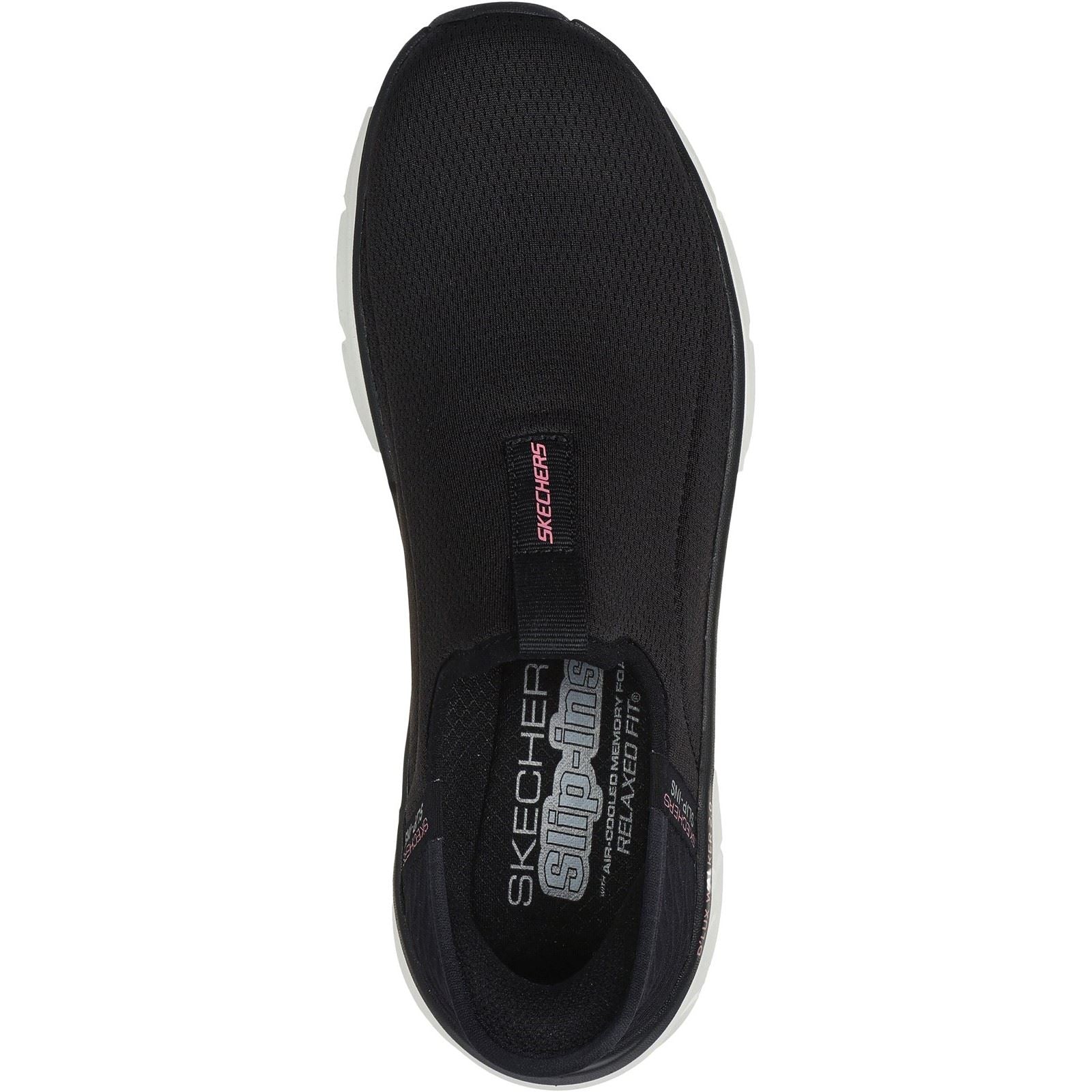 Skechers D'Lux Walker 2.0 Synthetik Damen Schwarz/Rosa Sneakers