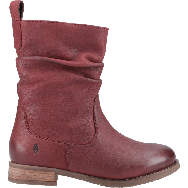 Hush Puppies Emilia Damen Stiefel aus burgunderrotem Leder Mitte der Wade für den Winter
