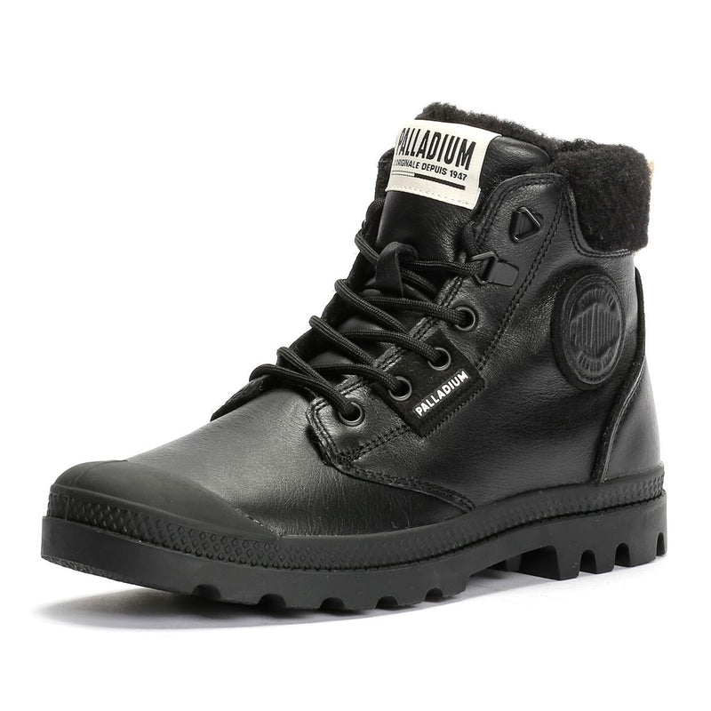 Palladium Pampa HI Snow Warm Leder Damen Schwarze Stiefel