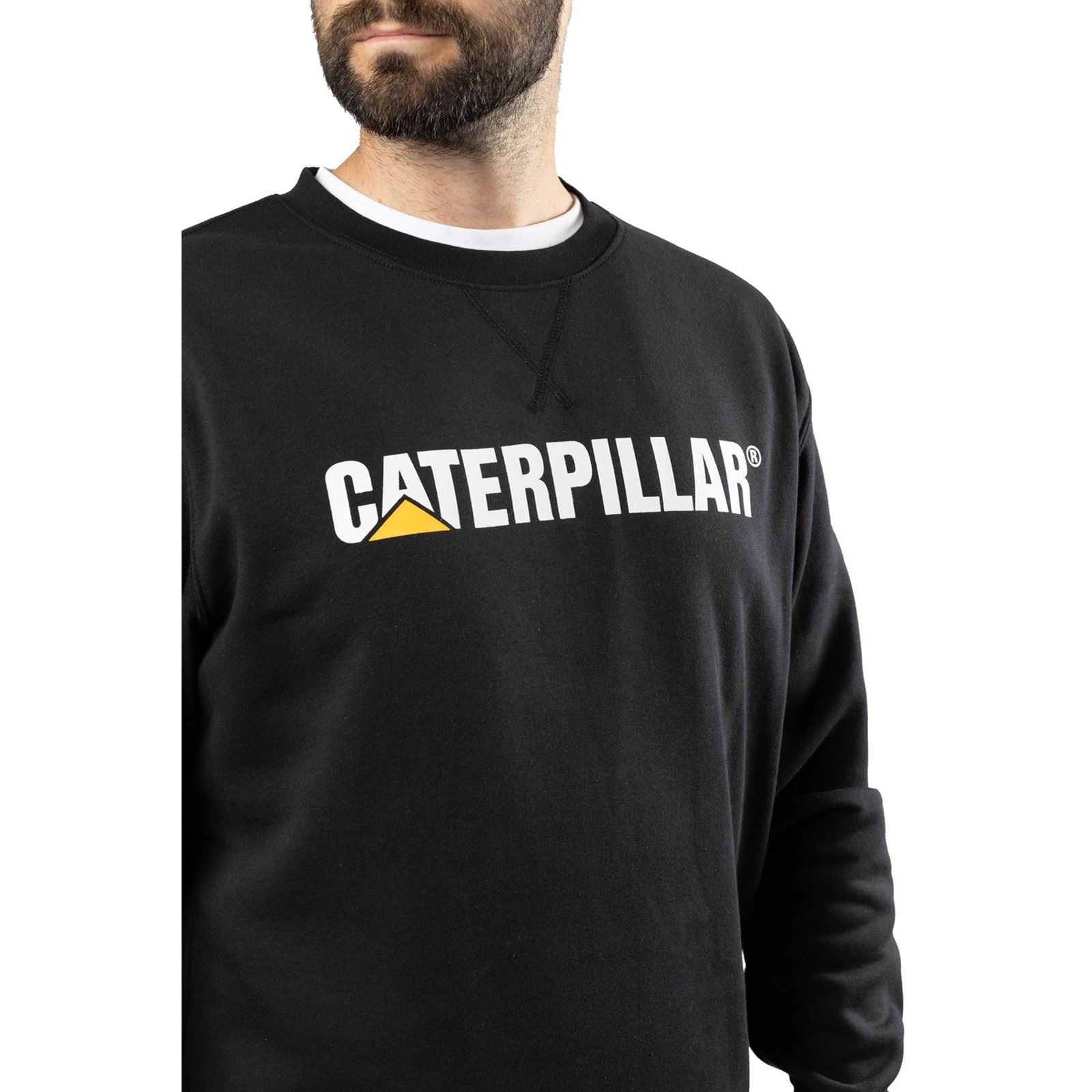 Caterpillar Midweight Crewneck Baumwolle Herren Schwarze Sweatshirt