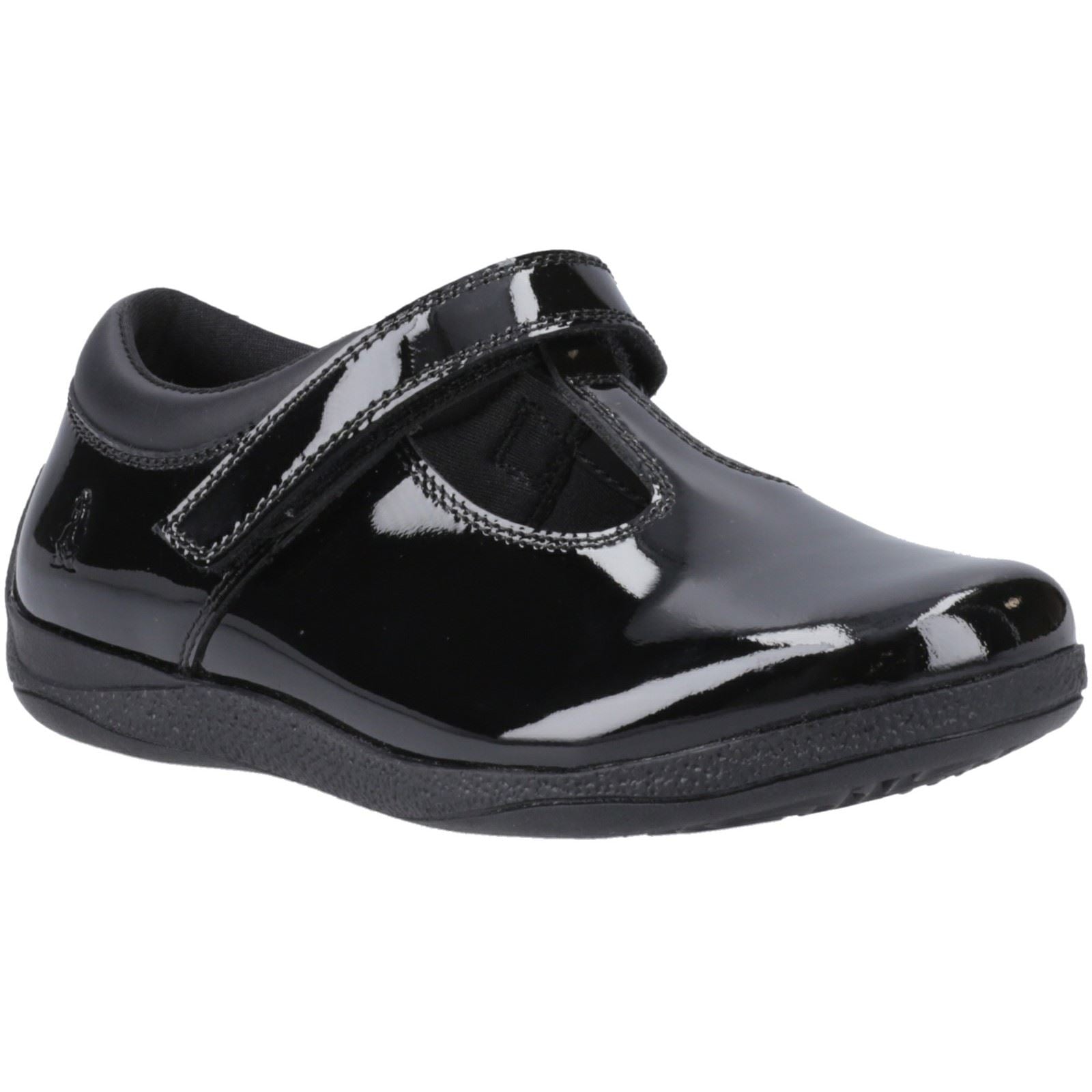 Hush Puppies Caitlin T-Bar Mädchenschuhe Aus Schwarzem Leder