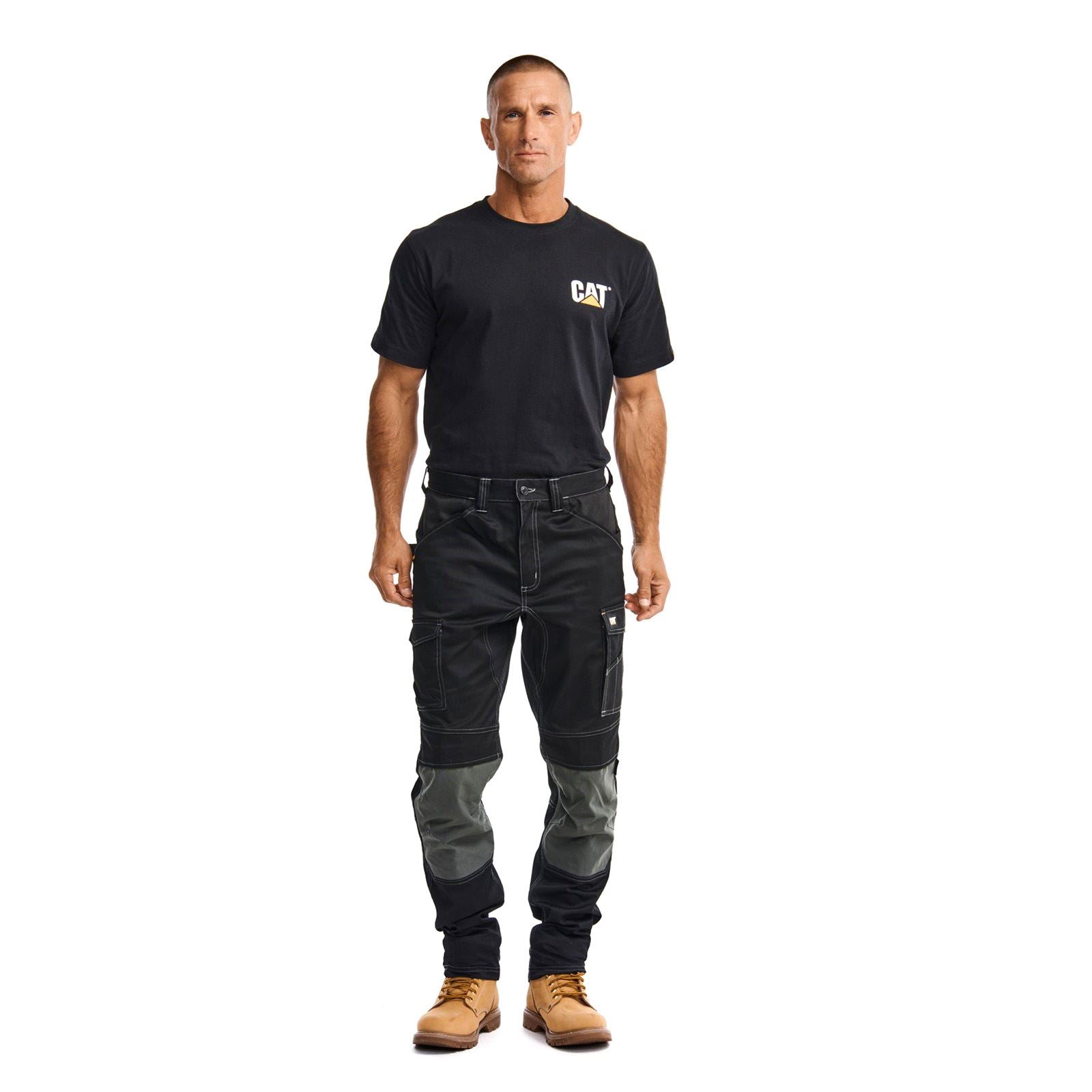 Caterpillar Essential Knee Pocket Stretch Holster Polyester Herren Schwarze Outdoor Hosen