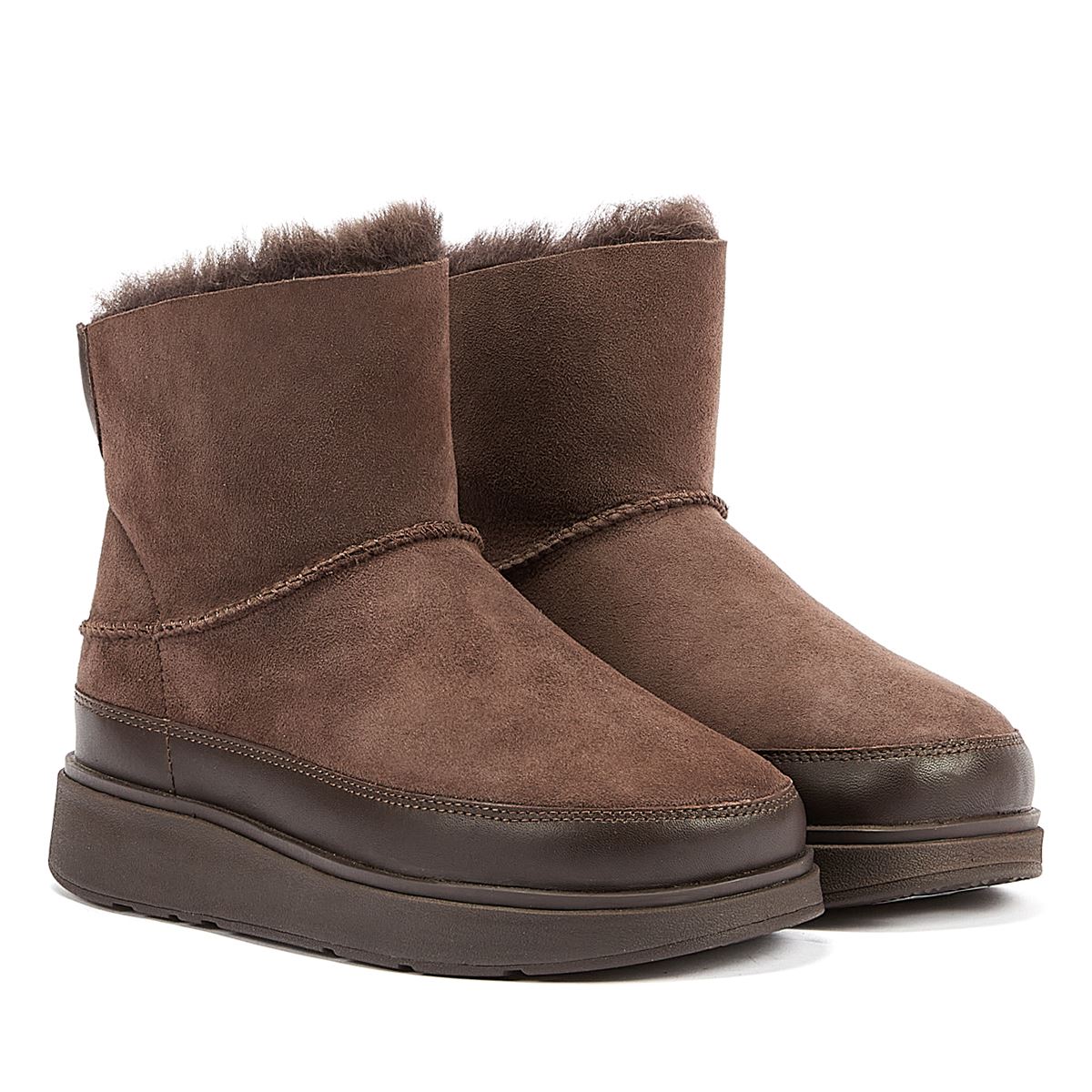 FitFlop Lammfell Damenstiefel In Schokoladenfarbe