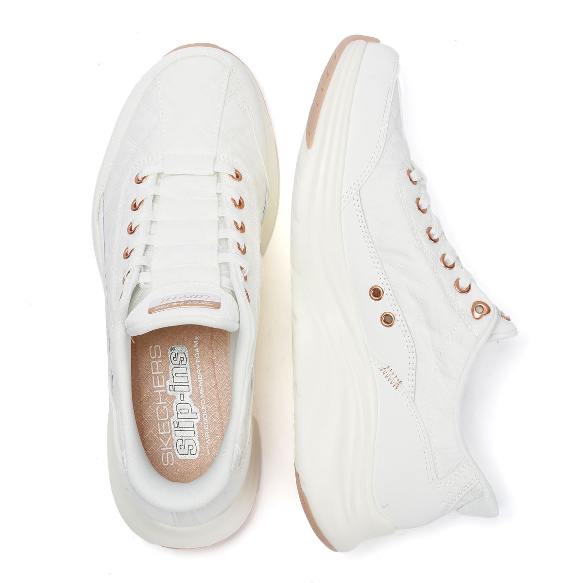 Skechers Slip-Ins Contour Foam Cozy Fit Damen Weiße Sneakers