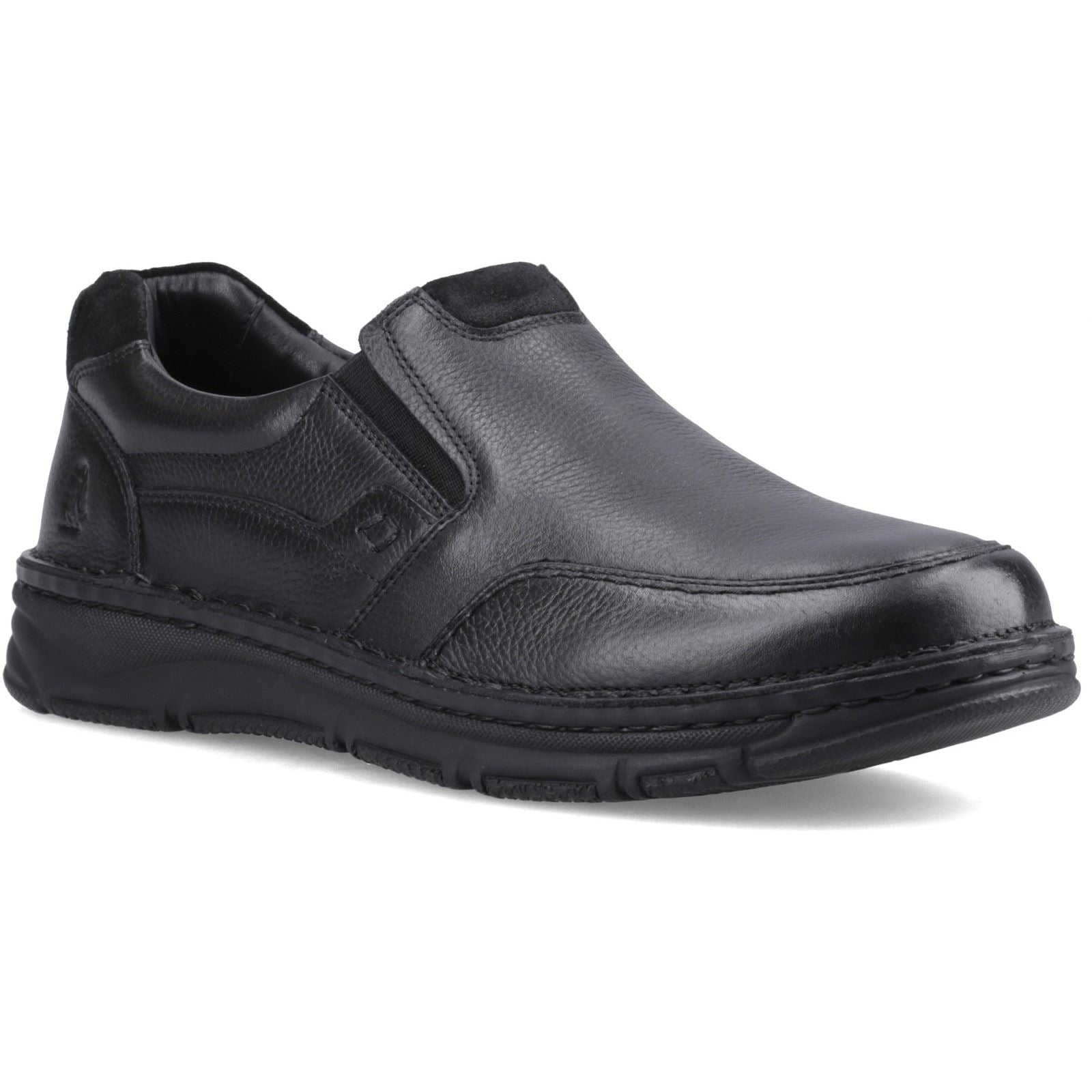 Hush Puppies Franco Slip on Leder Herren Schwarze Loafer
