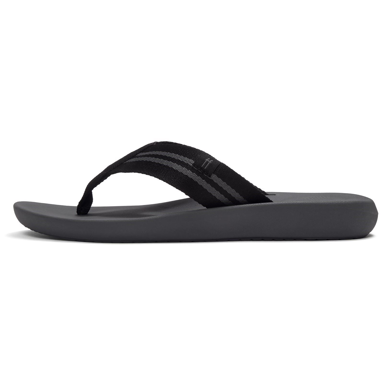Fitflop iQushion Polyester Herren Flip Flops Schwarz/Graufleck