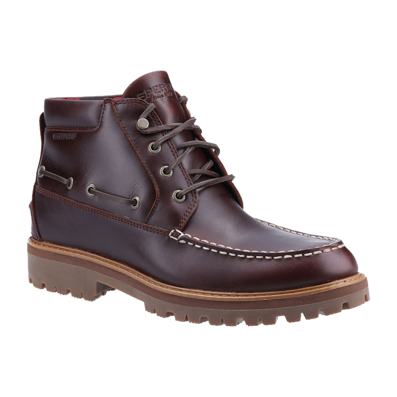 Sperry Authentic Original Lug Chukka Leder-Herrenstiefel In Amarettoton.
