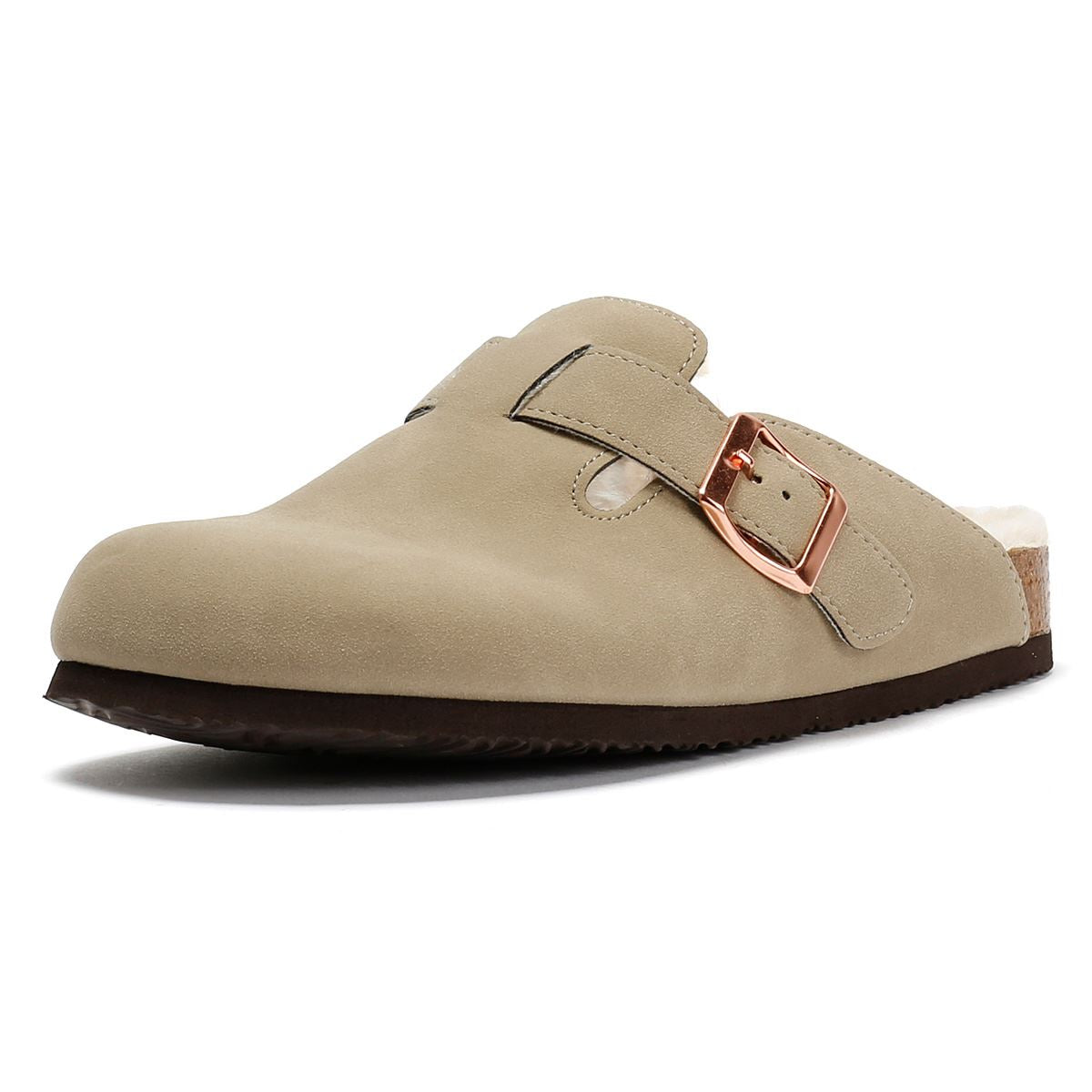 Penguin Poppy Fur Wildleder Damen Beigefarbene Pantoletten